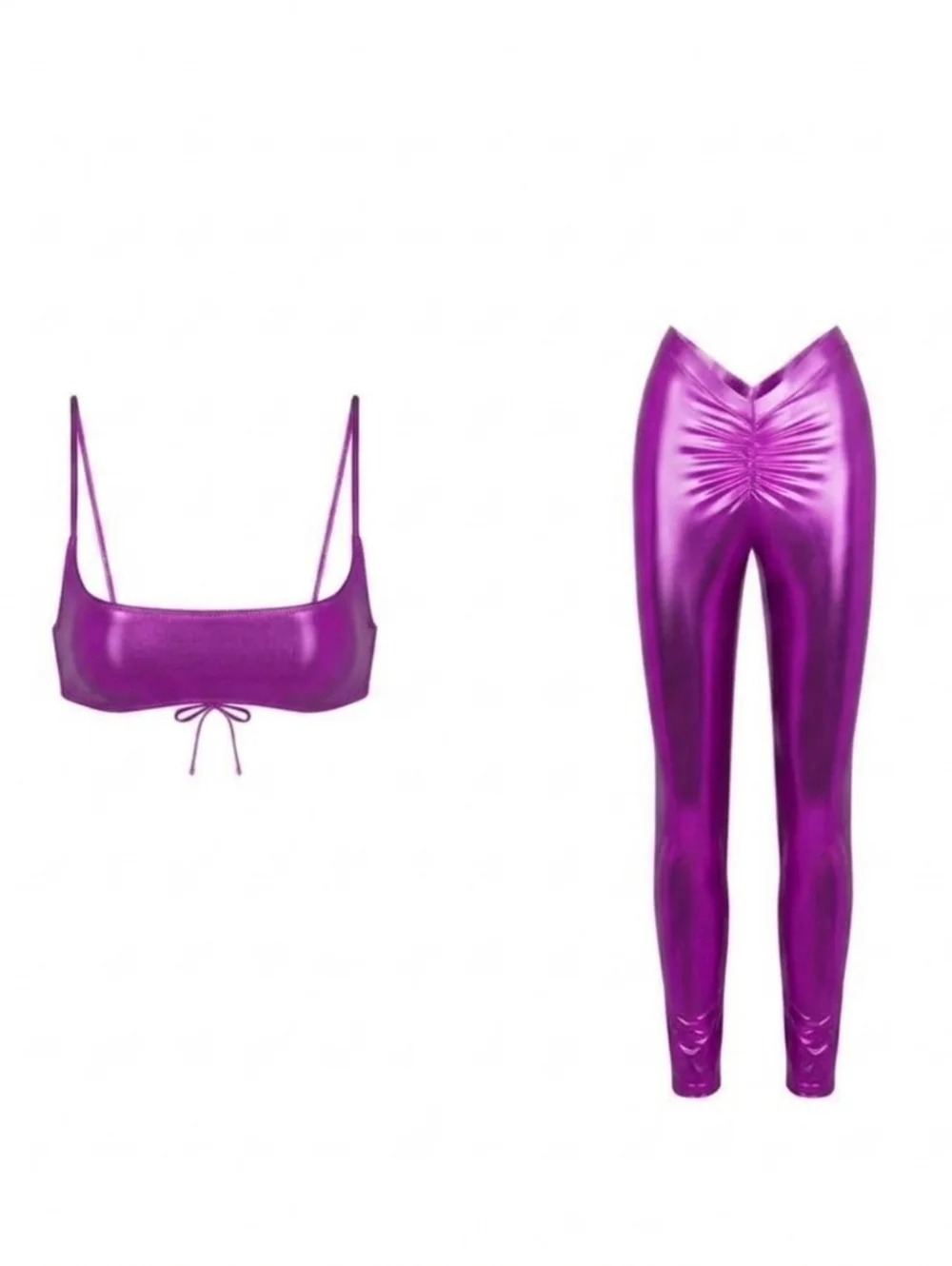 NWT SKIMS METALLIC SWIM SET IN DRAGONFRUIT
